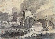 Jan Davidz de Heem View of the Tiber and Castel St Angelo oil painting